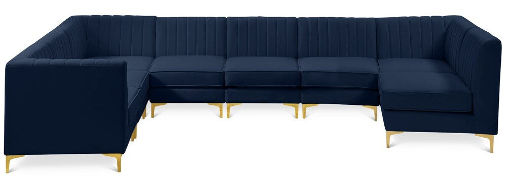 Meridian Furniture - Alina Navy Velvet Modular Sectional - 8Pc - 604Navy-Sec8A veiw 1