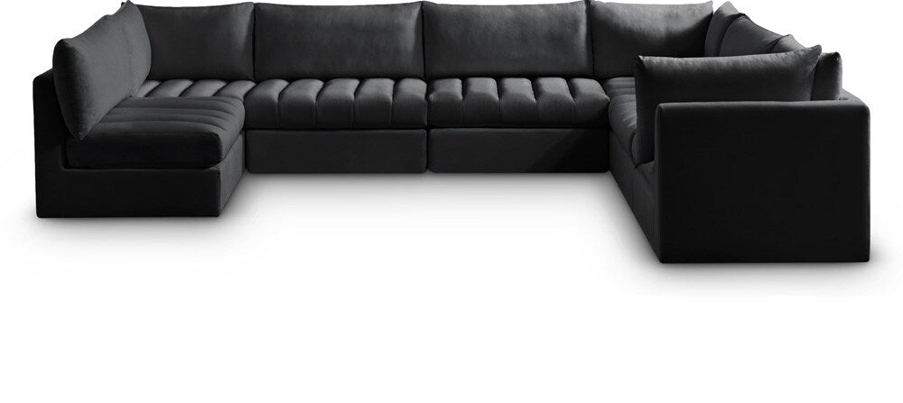 Meridian Furniture - Jacob Black Velvet Modular Sectional - 7Pc - 649Black-Sec7A veiw 1