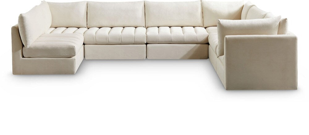Meridian Furniture - Jacob Cream Velvet Modular Sectional - 7Pc - 649Cream-Sec7A veiw 1