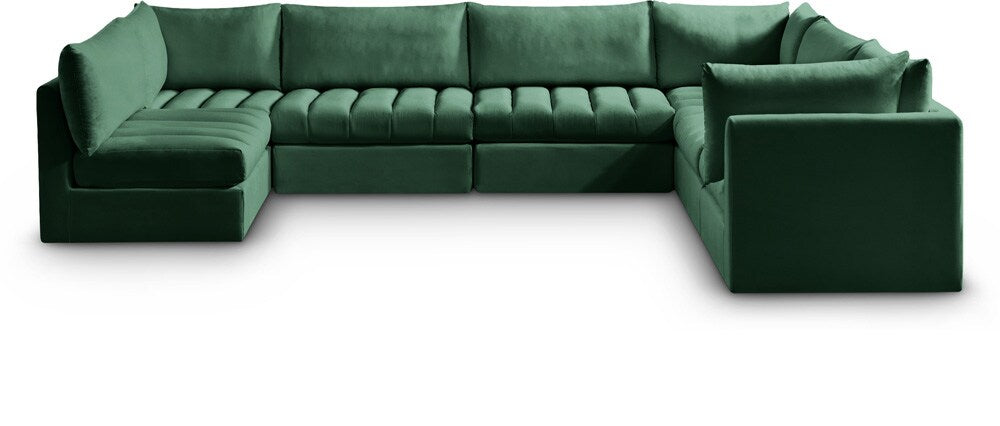 Meridian Furniture - Jacob Green Velvet Modular Sectional - 7Pc - 649Green-Sec7A veiw 1