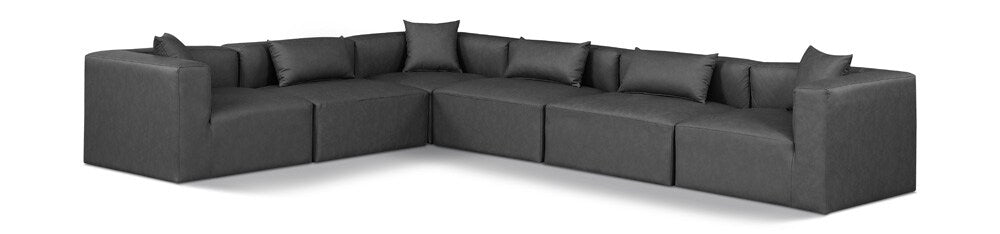 Meridian Furniture - Cube Charcoal Grey Vegan Leather Modular Sectional - 6Pc - 668Grey-Sec6A veiw 1