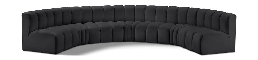 Meridian Furniture - Arc Black Vegan Leather Modular Sofa - 7Pc - 101Black-S7B veiw 1
