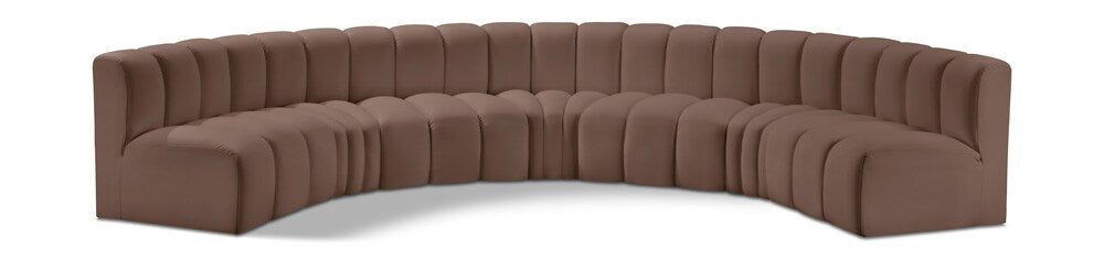 Meridian Furniture - Arc Brown Vegan Leather Modular Sofa - 7Pc - 101Brown-S7B veiw 1