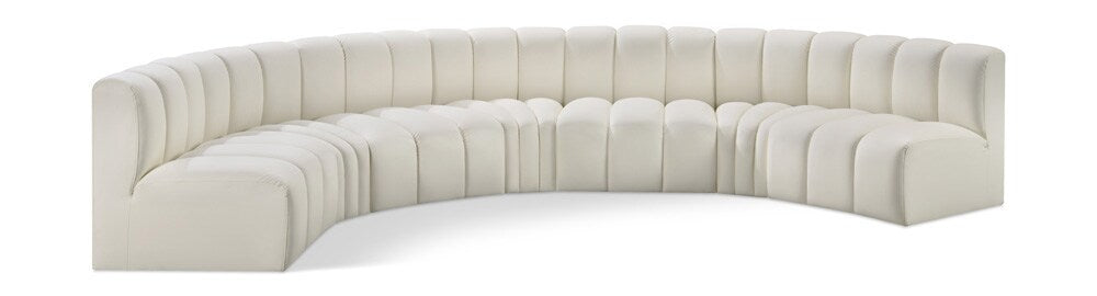 Meridian Furniture - Arc Cream Vegan Leather Modular Sofa - 7Pc - 101Cream-S7B veiw 1