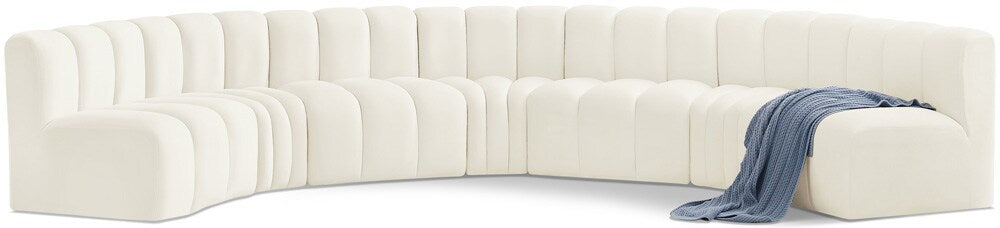 Meridian Furniture - Arc Cream Velvet Modular Sofa - 7Pc - 103Cream-S7B veiw 1