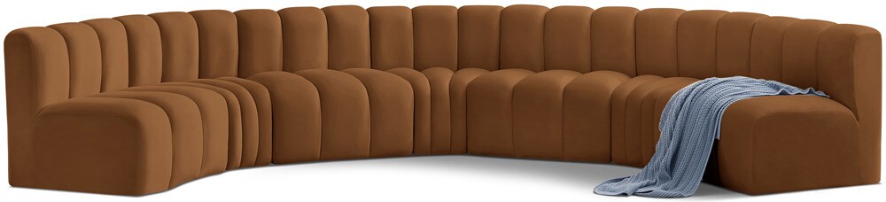 Meridian Furniture - Arc Saddle Velvet Modular Sofa - 7Pc - 103Saddle-S7B veiw 1