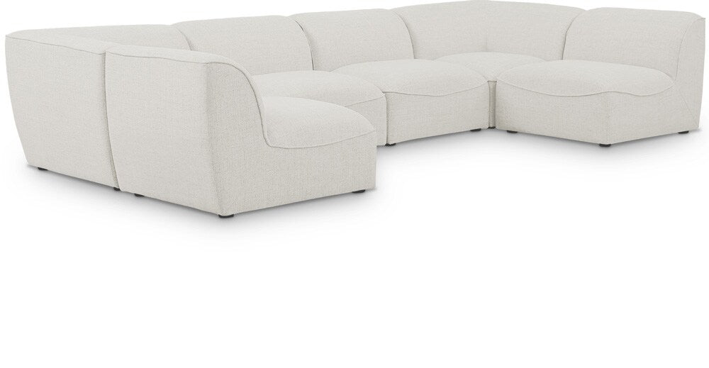 Meridian Furniture - Miramar Cream Durable Linen Textured Modular Sectional - 6Pc - 683Cream-Sec6D veiw 1