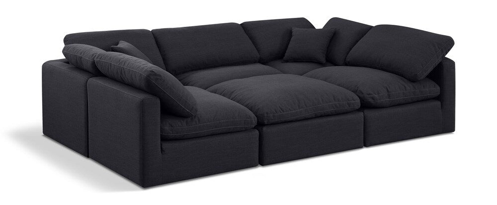 Meridian Furniture - Indulge Black Linen Textured Fabric Modular Sectional - 6Pc - 141Black-Sec6C veiw 1