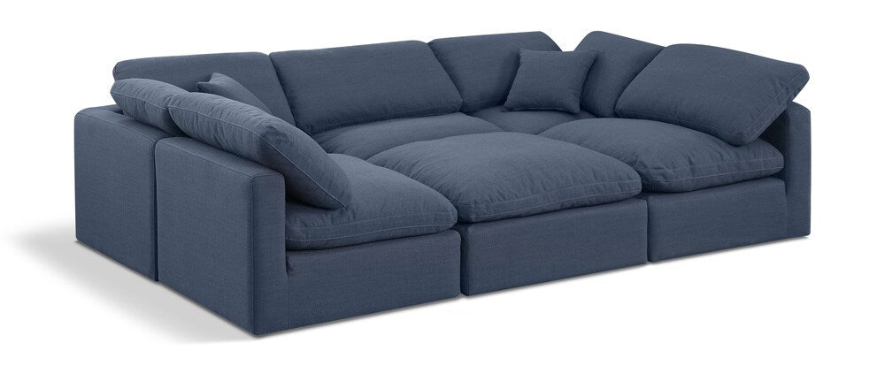 Meridian Furniture - Indulge Navy Linen Textured Fabric Modular Sectional - 6Pc - 141Navy-Sec6C veiw 1