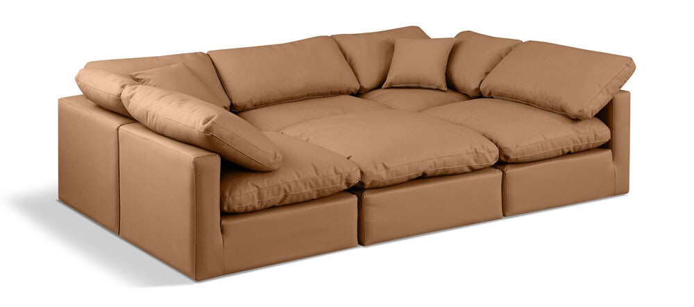 Meridian Furniture - Indulge Cognac Vegan Leather Modular Sectional - 6Pc - 146Cognac-Sec6C veiw 1