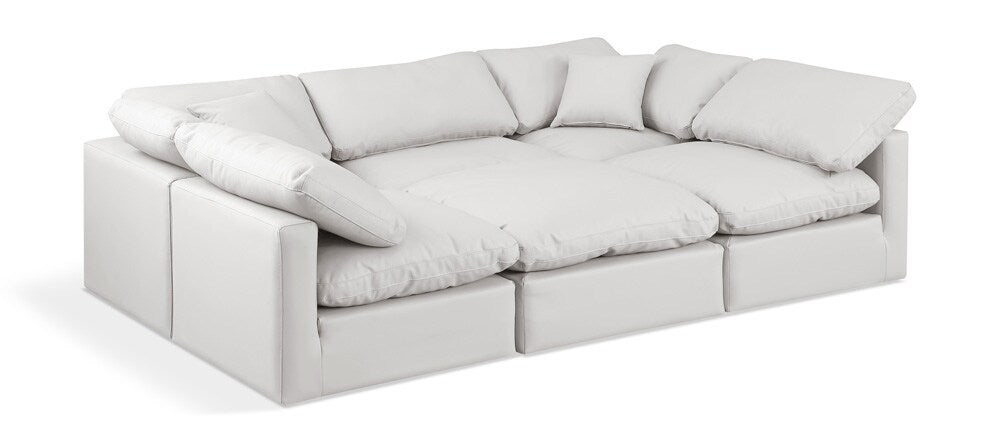Meridian Furniture - Indulge Cream Vegan Leather Modular Sectional - 6Pc - 146Cream-Sec6C veiw 1