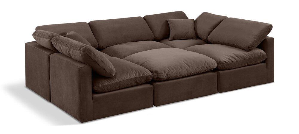 Meridian Furniture - Indulge Brown Velvet Modular Sectional - 6Pc - 147Brown-Sec6C veiw 1