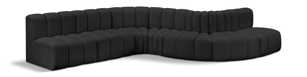 Meridian Furniture - Arc Black Vegan Leather Modular Sofa - 7Pc - 101Black-S7C veiw 1