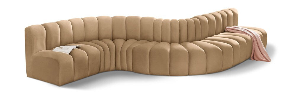 Meridian Furniture - Arc Camel Velvet Modular Sofa - 7Pc - 103Camel-S7C veiw 1
