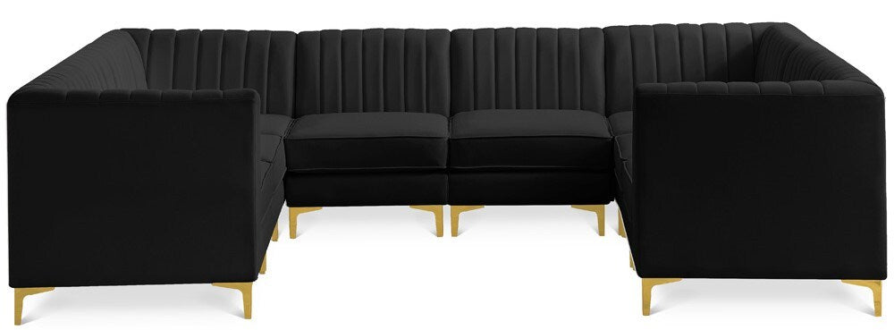 Meridian Furniture - Alina Black Velvet Modular Sectional - 8Pc - 604Black-Sec8B veiw 1