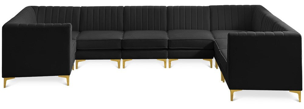 Meridian Furniture - Alina Black Velvet Modular Sectional - 8Pc - 604Black-Sec8C veiw 1