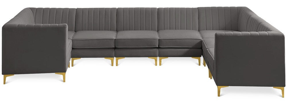 Meridian Furniture - Alina Grey Velvet Modular Sectional - 8Pc - 604Grey-Sec8C veiw 1