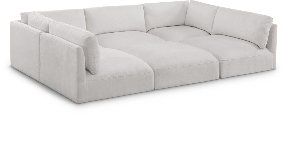 Meridian Furniture - Ease Cream Polyester Fabric Modular Sectional - 6Pc - 696Cream-Sec6B veiw 1