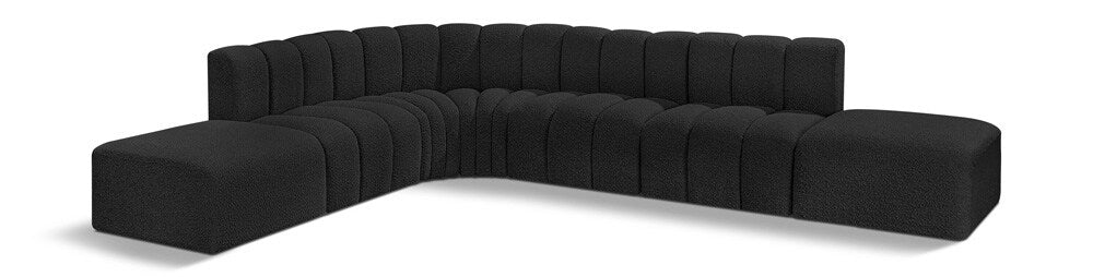 Meridian Furniture - Arc Black Boucle Fabric Modular Sofa - 7Pc - 102Black-S7A veiw 1