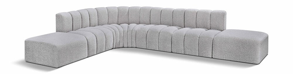 Meridian Furniture - Arc Grey Boucle Fabric Modular Sofa - 7Pc - 102Grey-S7A veiw 1