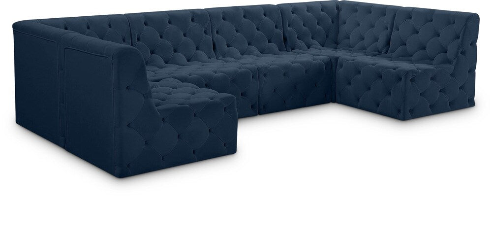 Meridian Furniture - Tuft Navy Velvet Modular Sectional - 6Pc - 680Navy-Sec6B veiw 1