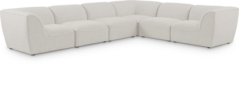 Meridian Furniture - Miramar Cream Durable Linen Textured Modular Sectional - 6Pc - 683Cream-Sec6B veiw 1