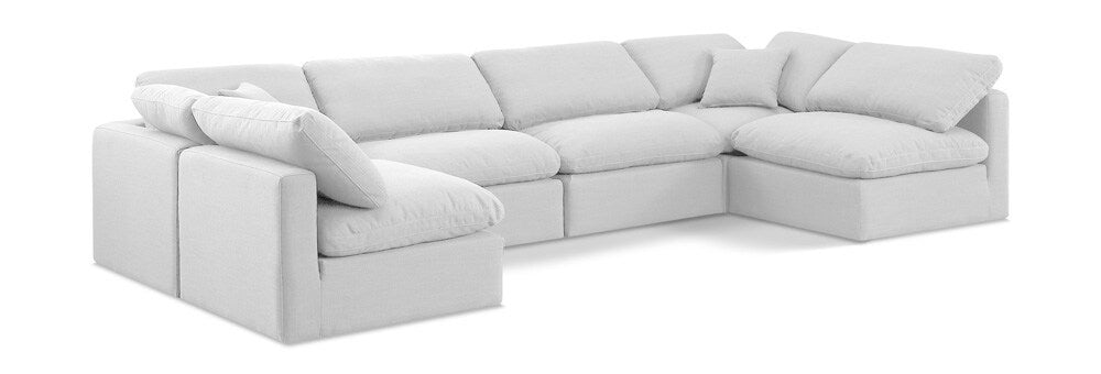 Meridian Furniture - Indulge White Linen Textured Fabric Modular Sectional - 6Pc - 141White-Sec6D veiw 1