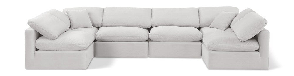Meridian Furniture - Indulge Cream Velvet Modular Sectional - 6Pc - 147Cream-Sec6D veiw 1