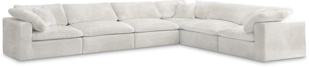 Meridian Furniture - Cozy Cream Velvet Comfort Modular Sectional - 6Pc - 634Cream-Sec6A veiw 1