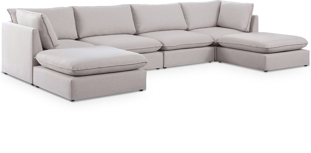 Meridian Furniture - Mackenzie Beige Durable Linen Textured Modular Sectional - 6Pc - 688Beige-Sec6B veiw 1