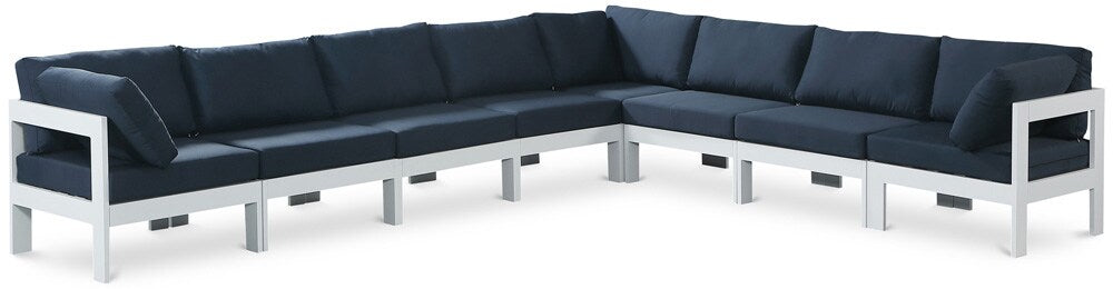 Meridian Furniture - Nizuc Navy Water Resistant Fabric Outdoor Patio Modular Sectional - 8Pc - 375Navy-Sec8A veiw 1