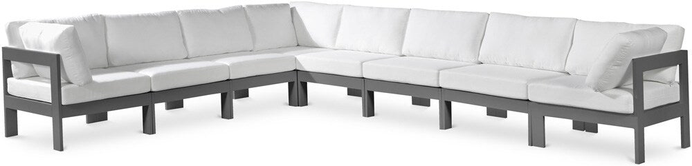 Meridian Furniture - Nizuc White Water Resistant Fabric Outdoor Patio Modular Sectional - 8Pc - 376White-Sec8A veiw 1