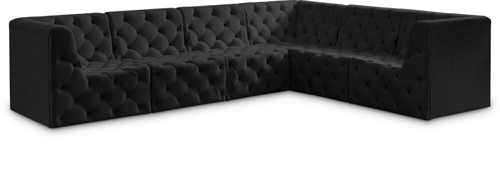 Meridian Furniture - Tuft Black Velvet Modular Sectional - 6Pc - 680Black-Sec6A veiw 1