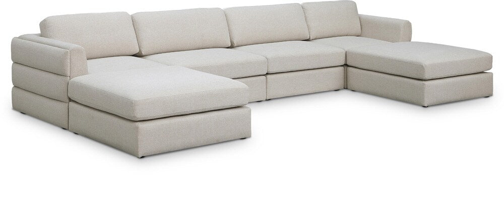 Meridian Furniture - Beckham Beige Durable Linen Textured Fabric Modular Sectional - 6Pc - 681Beige-Sec6C veiw 1