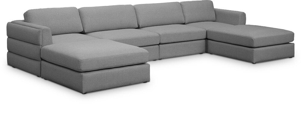 Meridian Furniture - Beckham Grey Durable Linen Textured Fabric Modular Sectional - 6Pc - 681Grey-Sec6C veiw 1