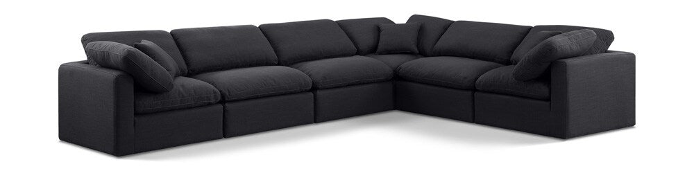 Meridian Furniture - Indulge Black Linen Textured Fabric Modular Sectional - 6Pc - 141Black-Sec6A veiw 1