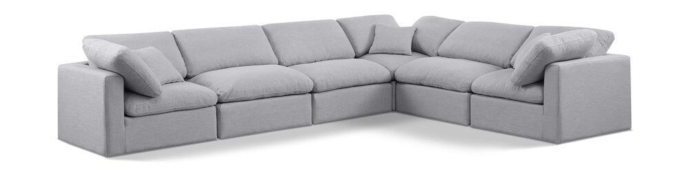 Meridian Furniture - Indulge Grey Linen Textured Fabric Modular Sectional - 6Pc - 141Grey-Sec6A veiw 1
