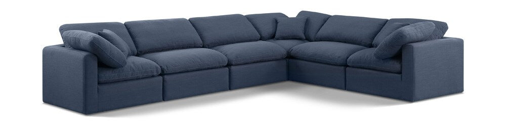Meridian Furniture - Indulge Navy Linen Textured Fabric Modular Sectional - 6Pc - 141Navy-Sec6A veiw 1