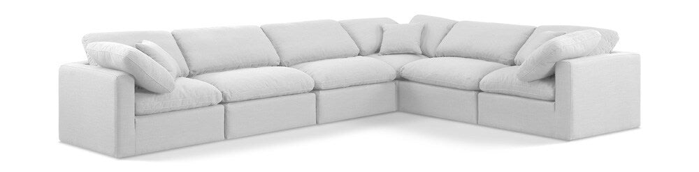 Meridian Furniture - Indulge White Linen Textured Fabric Modular Sectional - 6Pc - 141White-Sec6A veiw 1