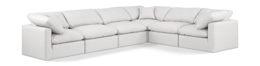 Meridian Furniture - Indulge Cream Vegan Leather Modular Sectional - 6Pc - 146Cream-Sec6A veiw 1