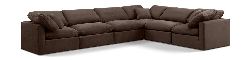 Meridian Furniture - Indulge Brown Velvet Modular Sectional - 6Pc - 147Brown-Sec6A veiw 1