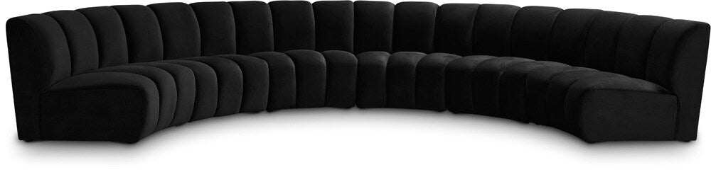 Meridian Furniture - Infinity Black Velvet 6pc. Modular Sectional - 638Black-6PC veiw 1