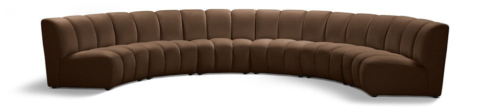 Meridian Furniture - Infinity Brown Velvet 6pc. Modular Sectional - 638Brown-6PC veiw 1