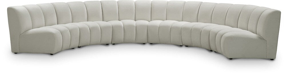 Meridian Furniture - Infinity Cream Velvet 6pc. Modular Sectional - 638Cream-6PC veiw 1