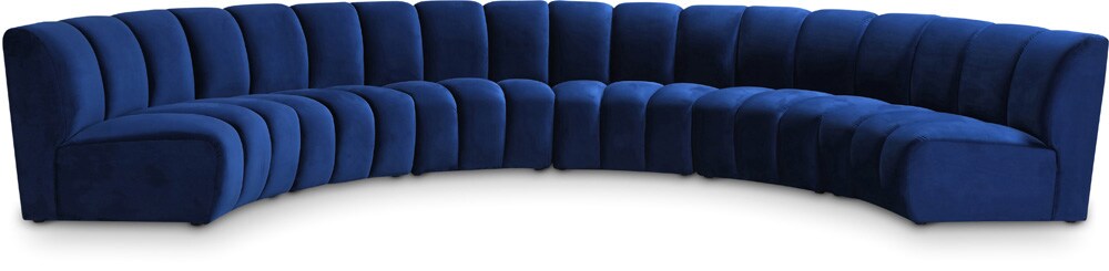 Meridian Furniture - Infinity Navy Velvet 6pc. Modular Sectional - 638Navy-6PC veiw 1