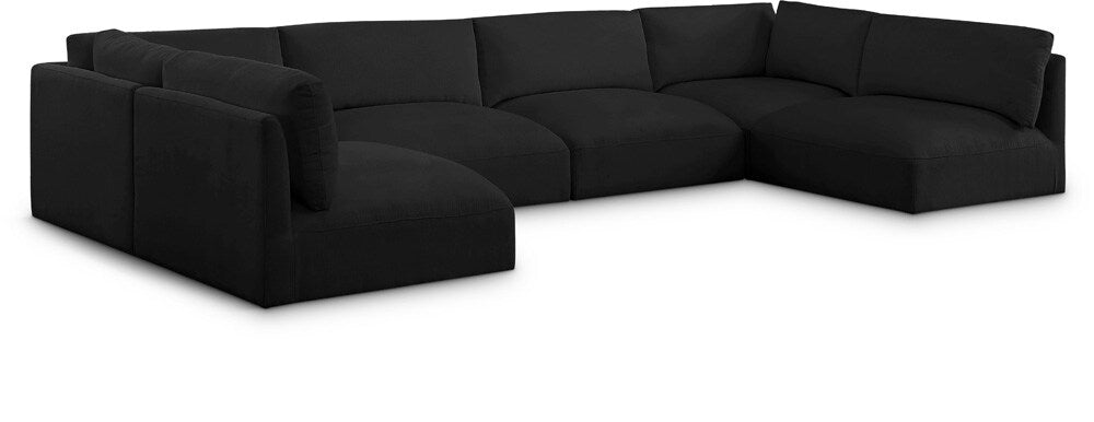 Meridian Furniture - Ease Black Polyester Fabric Modular Sectional - 6Pc - 696Black-Sec6A veiw 1