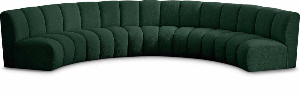 Meridian Furniture - Infinity Green Boucle Fabric 5pc. Modular Sectional - 643Green-5PC veiw 1