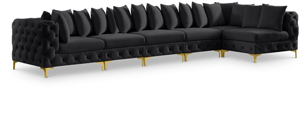 Meridian Furniture - Tremblay Black Velvet Modular Sectional - 6Pc - 686Black-Sec6C veiw 1