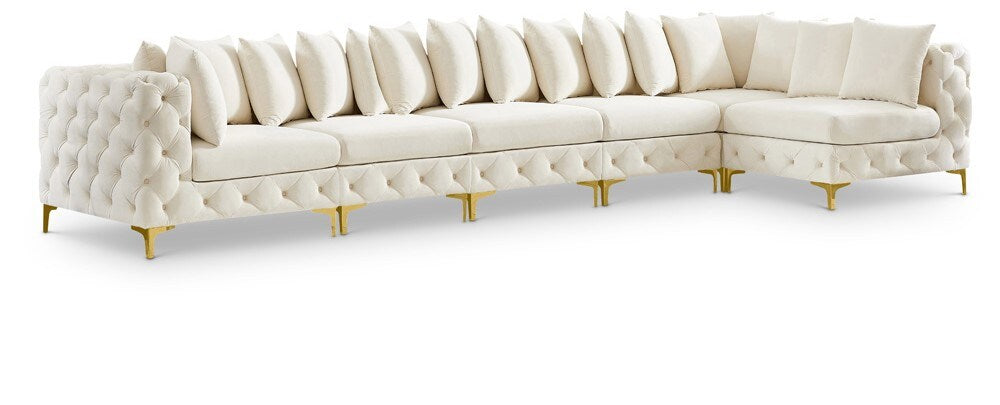 Meridian Furniture - Tremblay Cream Velvet Modular Sectional - 6Pc - 686Cream-Sec6C veiw 1