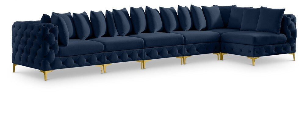 Meridian Furniture - Tremblay Navy Velvet Modular Sectional - 6Pc - 686Navy-Sec6C veiw 1